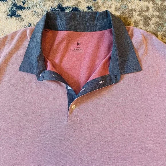 Harbor Bay Rose/Red Blue Pullover Polo Mens Shirt Cotton/Polyester Size 4XL - Picture 2 of 4